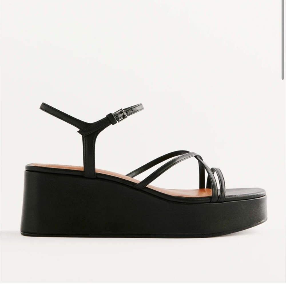 Reformation Zolanda Platform Sandal in black